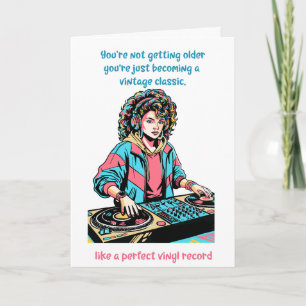 Retro DJ Vinyl Record Funny Birthday Card Friend