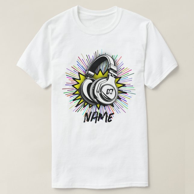 Retro DJ Vinyl Record Name Custom Graphic T-Shirt (Design Front)