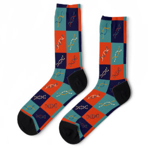 Retro DNA genetics stem biology pattern set Socks