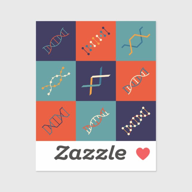 Retro DNA genetics stem biology pattern set Sticker (Sheet)