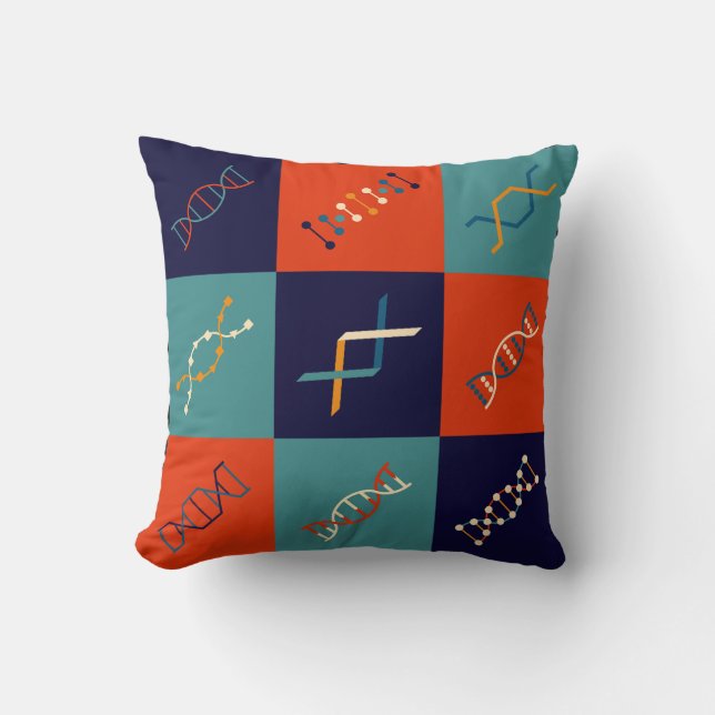 Retro DNA genetics stem biology pattern set Throw Pillow (Front)