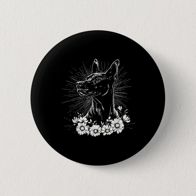Retro Doberman Pinscher Dog Lover Tattoo Style  Button (Front)
