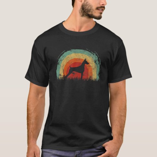 Retro Doberman Pinscher Vintage Rainbow Dog Men Wo T_Shirt