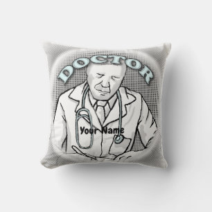 Retro doctor throw pillow