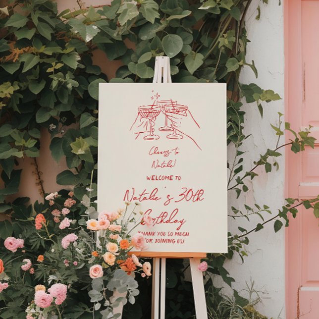 Retro Doddle 30th Fun Birthday Party Welcome Sign (Creator Uploaded)