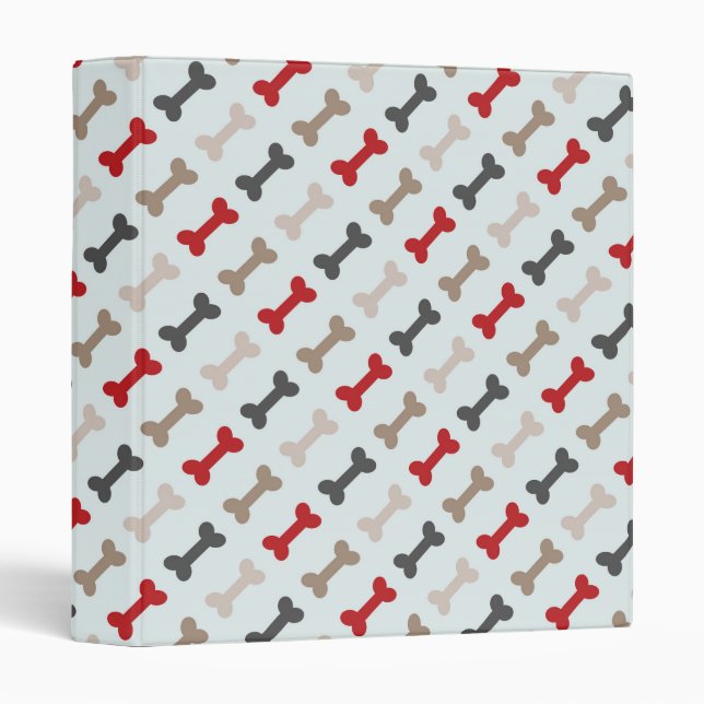 Retro Dog Bone Pattern 3 Ring Binder (Front/Spine)