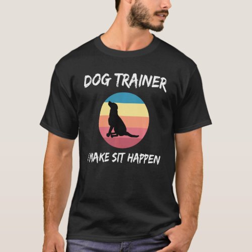 Retro Dog Commands Obedience Training Funny Dog Tr T_Shirt