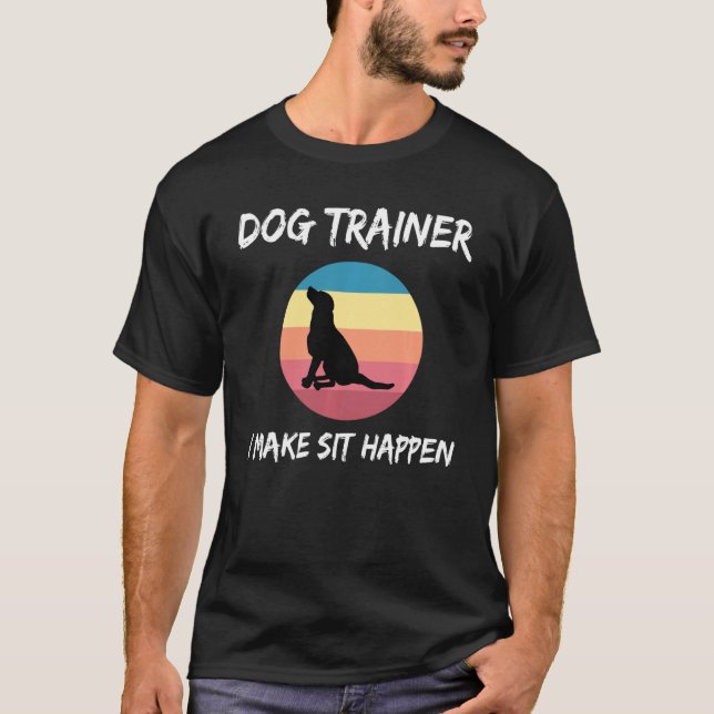 Retro Dog Commands Obedience Training Funny Dog Tr T-Shirt (Front)