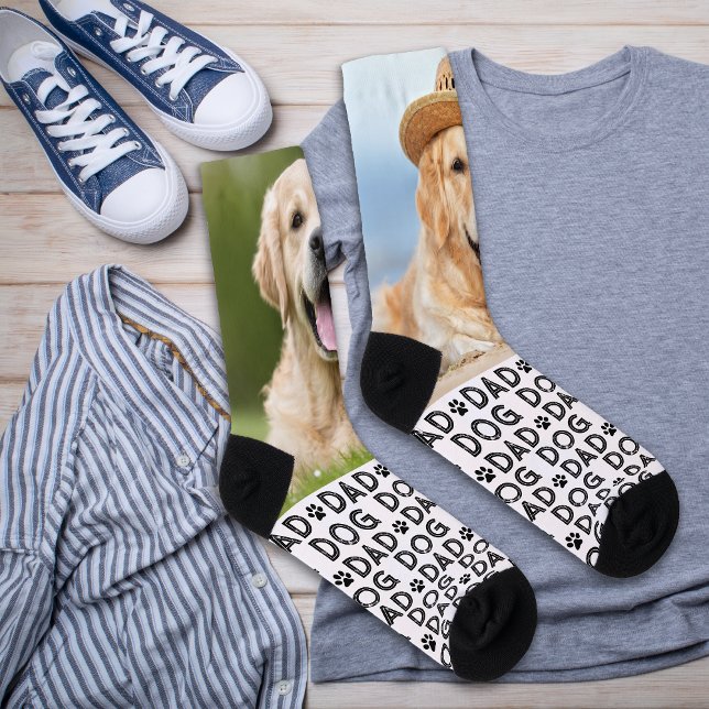 Retro DOG DAD Personalized Pattern Pet Photo Crew Socks (Creator Uploaded)