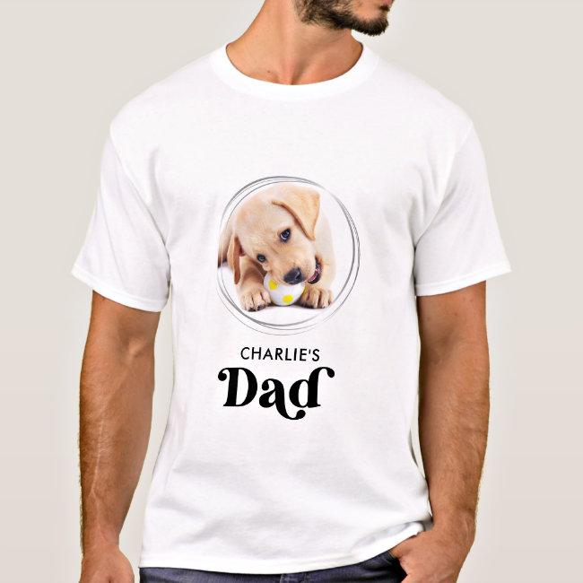 Retro Dog DAD Personalized Puppy Pet Photo T-Shirt