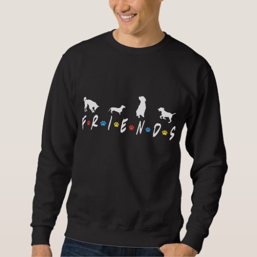 Retro Dog Friends Paw Print Sweater for Dog Lovers