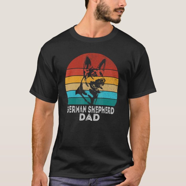 Retro   Dog   German Shepherd Dad Shepherd Dog T-Shirt (Front)