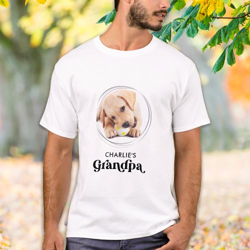Retro Dog GRANDPA Personalized Puppy Pet Photo T_Shirt