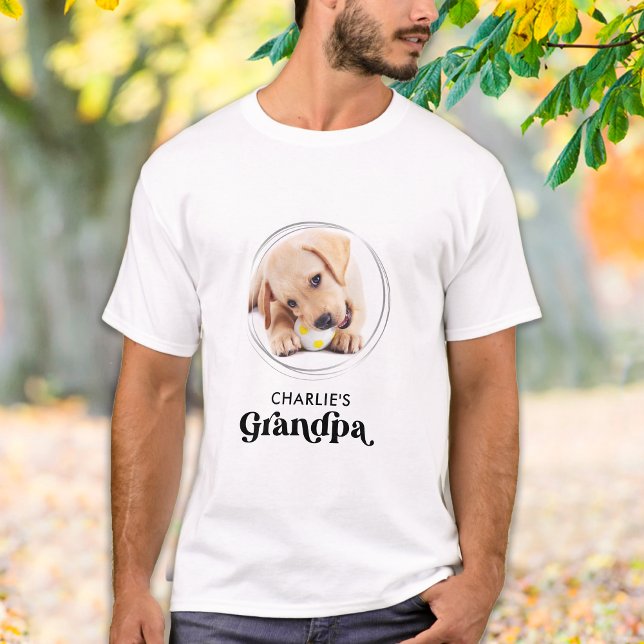 Retro Dog GRANDPA Personalized Puppy Pet Photo T-Shirt (Creator Uploaded)