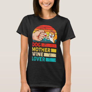 Retro Dog Mother Wine Shiba Inu Dog Mother's Day T-Shirt