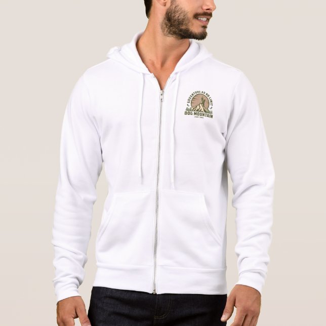 Retro Dog Mountain Hike Sunset Hoodie (Front)