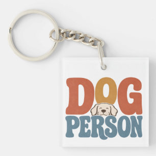 Retro Dog Person Pet Dog Lover Keychain