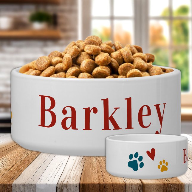 Retro Dog Personalized Colorful Food Water Pet Bowl (Creator Uploaded)