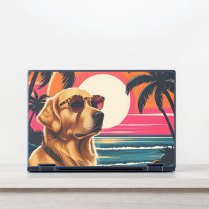 Retro Dog Sunglasses Vintage Sunset Beach HP Laptop Skin