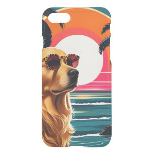 Retro Dog Sunglasses Vintage Sunset Beach  iPhone SE/8/7 Case