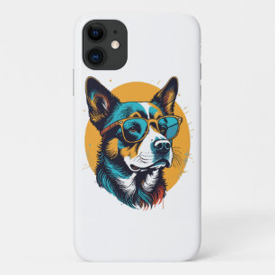 Retro Dog wearing sunglasses iPhone 11 Case