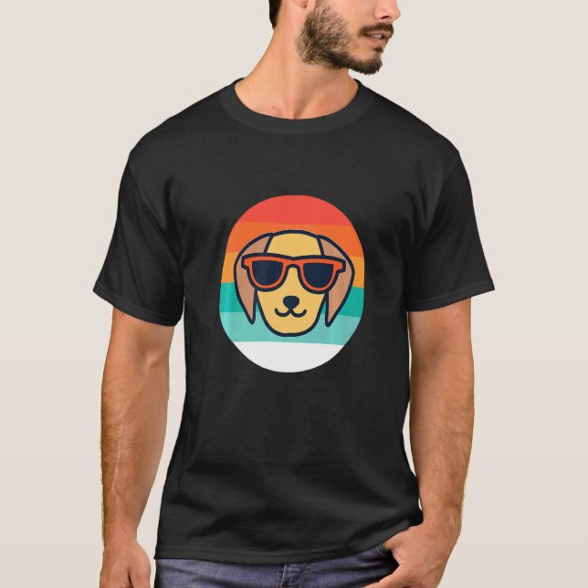 Retro Dog With Sunglasses T-Shirt (Front)