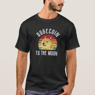 Retro Dogecoin To The Moon, Cool Sunset Doge Coin T-Shirt
