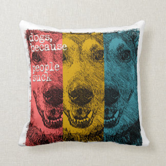Retro dogs, because people suck throw pillow