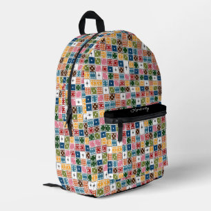 Retro Dominoes Printed Backpack