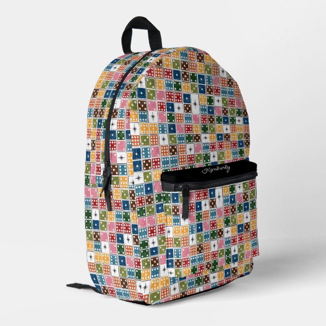Retro Dominoes Printed Backpack (Back Corner Left)