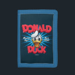 Retro Donald Duck Heritage Graphic Trifold Wallet<br><div class="desc">Celebrate a true animation icon with this explosive, high-impact Donald Duck design! Featuring a bold, 3D-style typographic layout and a "starburst" background, this graphic radiates pure energy and classic charm. The vibrant ruby red lettering and electric blue light effects create a dramatic look that honors a legacy of laughter. With...</div>