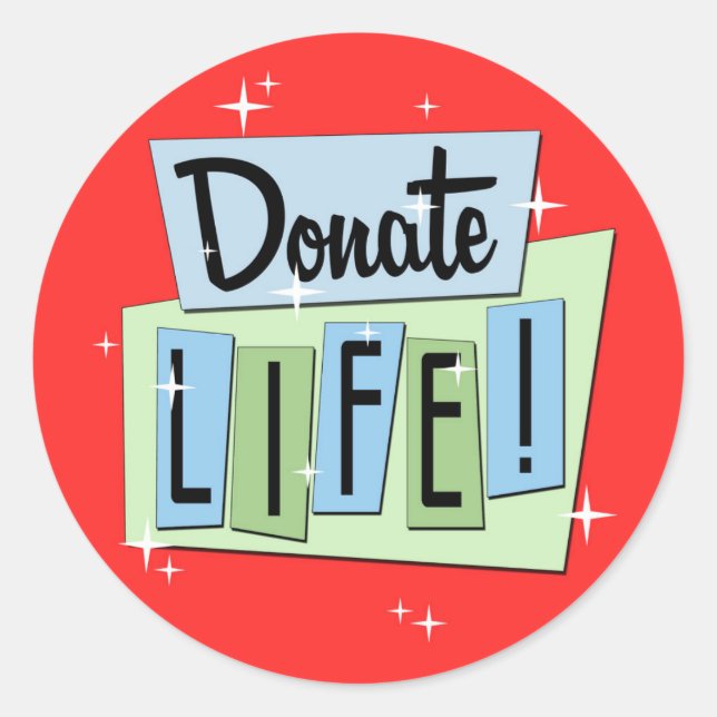 Retro Donate Life with red background Classic Round Sticker (Front)