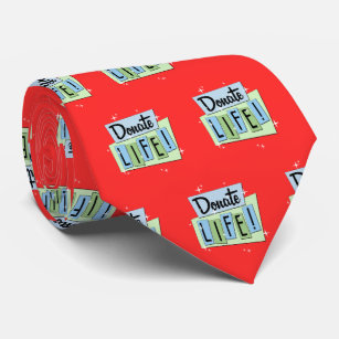 Retro Donate Life with red background Tie