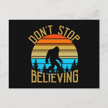 Retro Dont Stop Believing Bigfoot Postcard