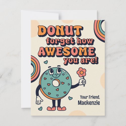 Retro Donunt Forget How Awesome You Are Valentine Note Card