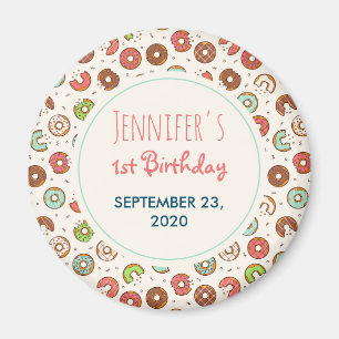 Retro Donut Pattern Cute Colorful Save the Date Magnet