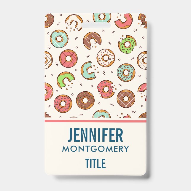 Retro Donut Pattern Cute Colorful Style Badge (Front)