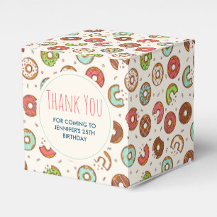 Retro Donut Pattern Cute Colorful Style Birthday Favor Boxes