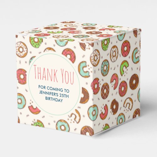 Retro Donut Pattern Cute Colorful Style Birthday Favor Boxes
