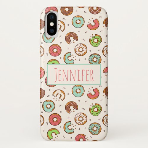 Retro Donut Pattern Cute Colorful Style iPhone X Case