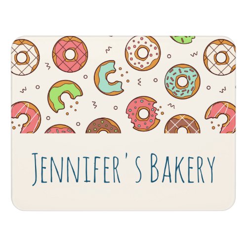 Retro Donut Pattern Cute Colorful Style Door Sign