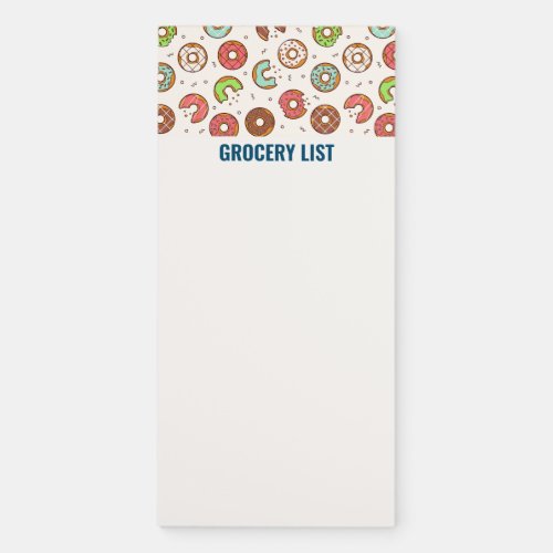 Retro Donut Pattern Cute Colorful Style Magnetic Notepad