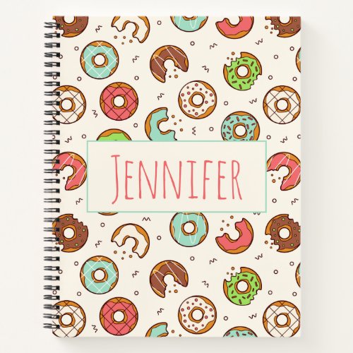 Retro Donut Pattern Cute Colorful Style Notebook