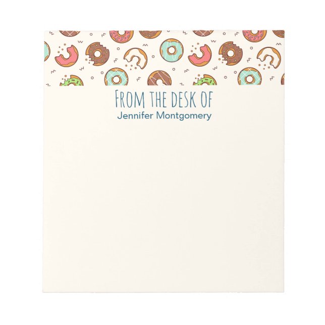 Retro Donut Pattern Cute Colorful Style Notepad (Front)