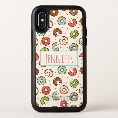 Retro Donut Pattern Cute Colorful Style OtterBox Symmetry iPhone X Case