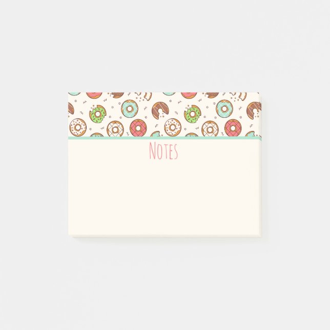 Retro Donut Pattern Cute Colorful Style Post-it Notes (Front)