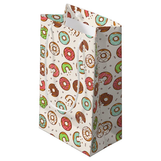 Retro Donut Pattern Cute Colorful Style Small Gift Bag (Front Angled)