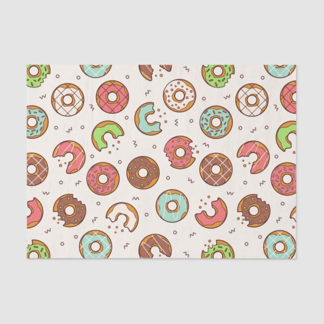 Retro Donut Pattern Cute Colorful Style Tissue Paper (Front)