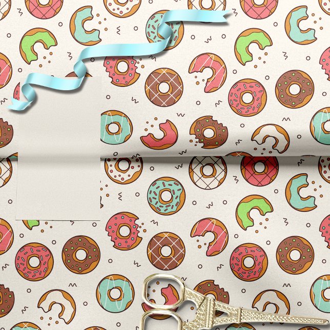 Retro Donut Pattern White Tissue Paper (Creator Uploaded)