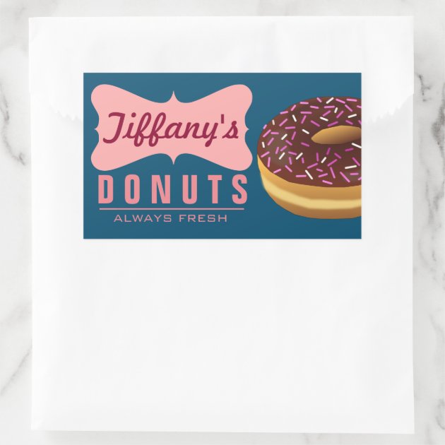 Retro Donut Shop | Donuts Baker | Doughnut Bakery Rectangular Sticker ...